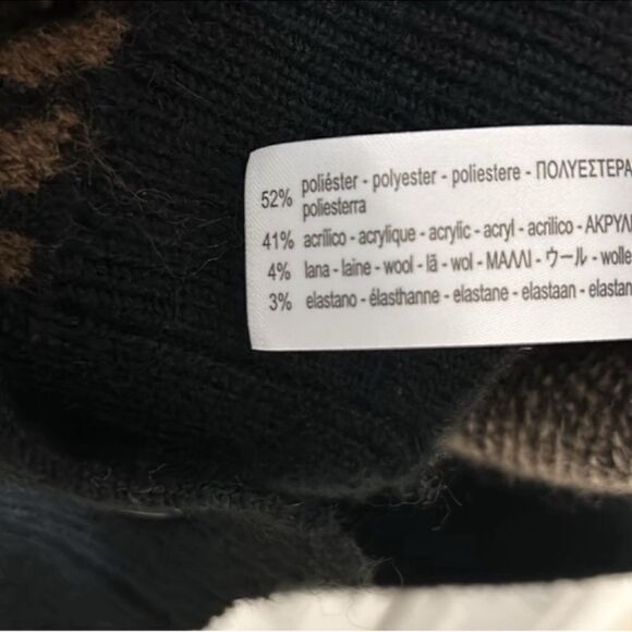 Zara Animal Print Wool Blend Brown & Black Button
Down Oversized Cardigan Small) - Picture 7 of 7